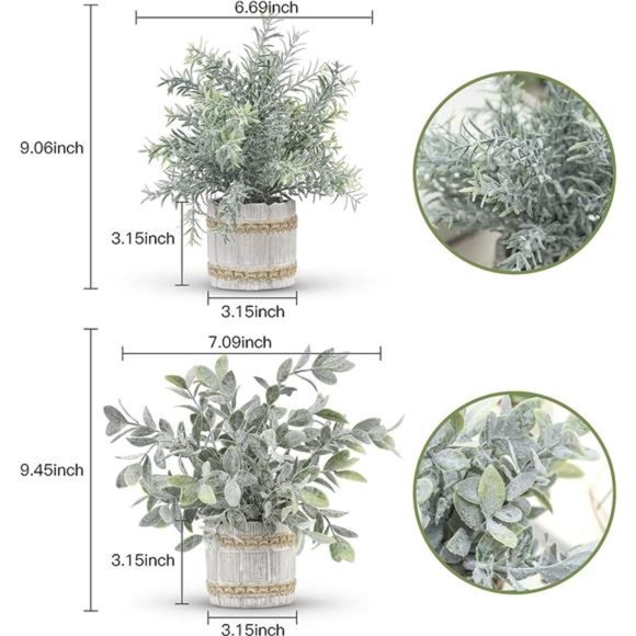 4 Pack Small Fake Plants Indoor Mini Artificial Plants for Home Office Farmhouse - Picture 3 of 6